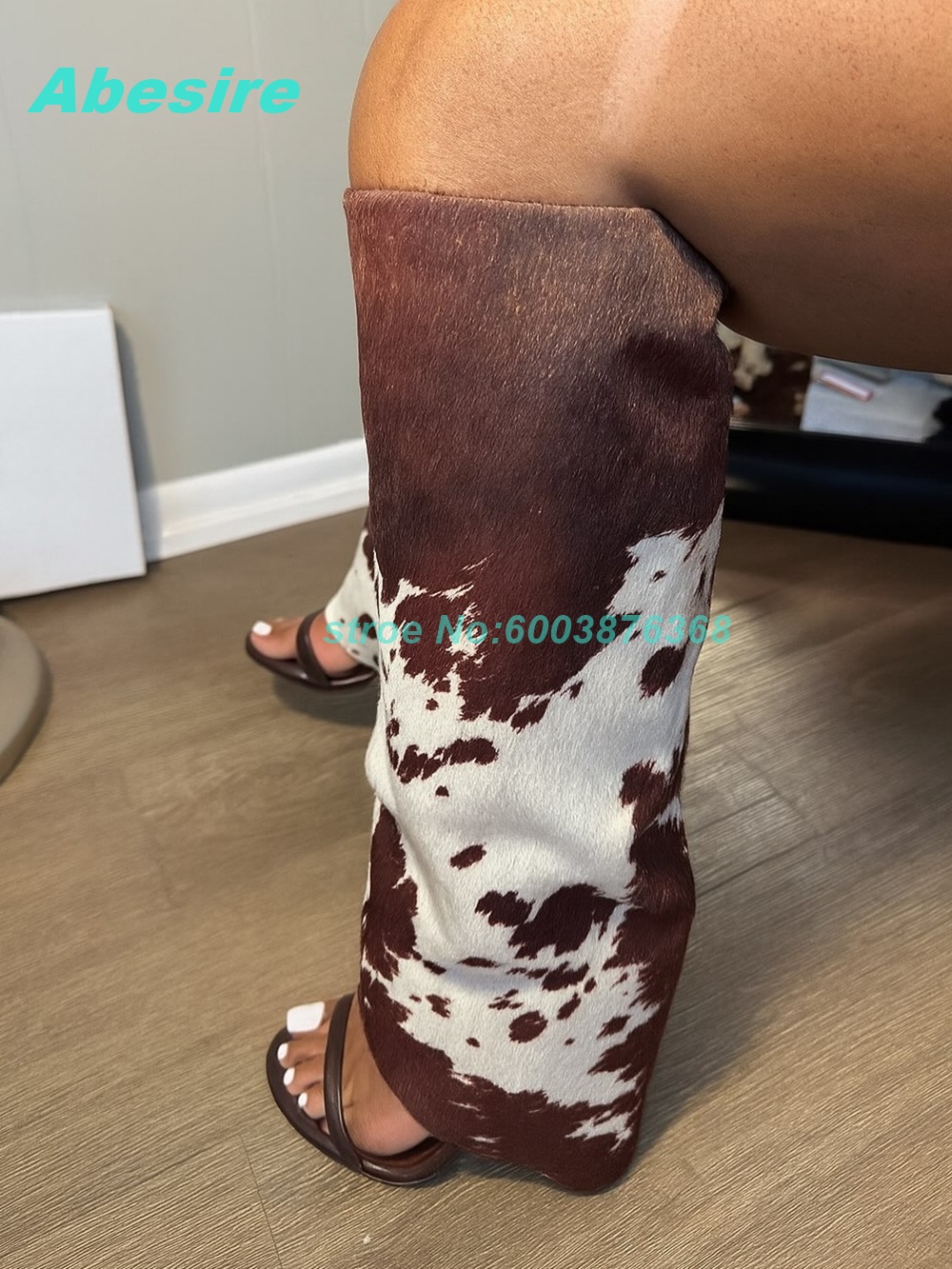Women'S Fashion Boots - Sandali Stivali in Pelle Scamosciata con