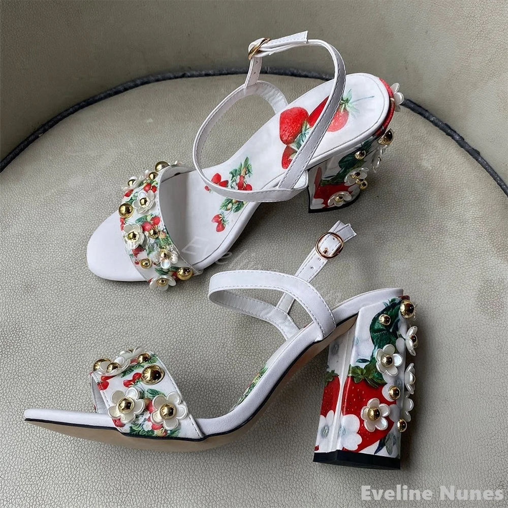 Fashion Women Belt - Fiori con strass Sandali con cintura