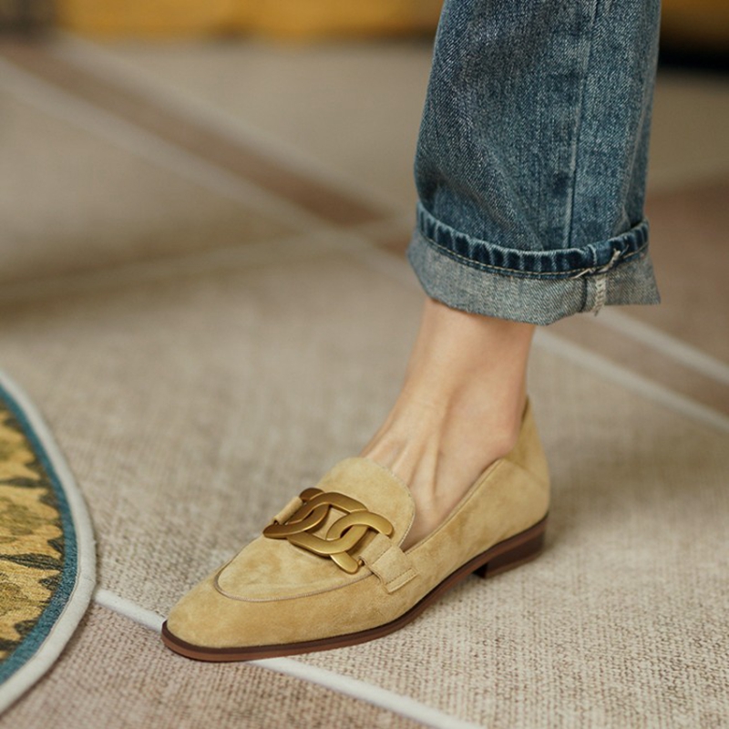 Women'S Fashion Walking Shoes - Mocassini da donna in pelle scamosciata