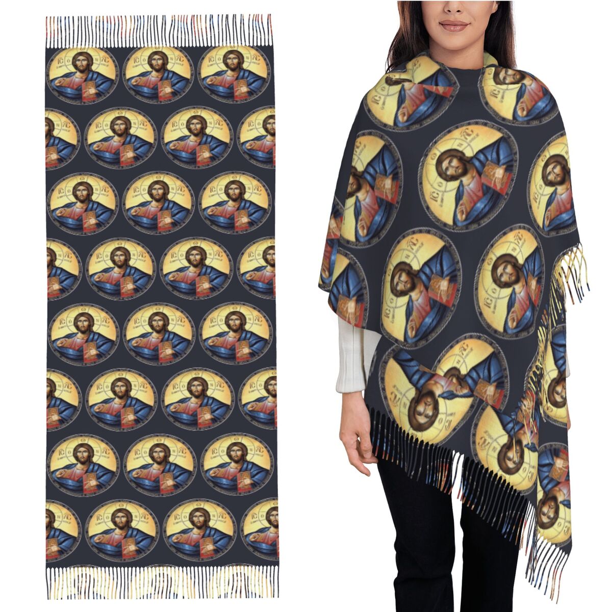Women Fashion Icon - Sciarpa con icona ortodossa del Cristo