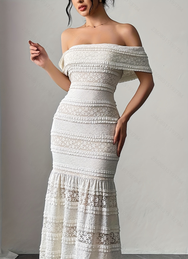 Women Fashion Dress Names - Abito in pizzo monospalla da donna,