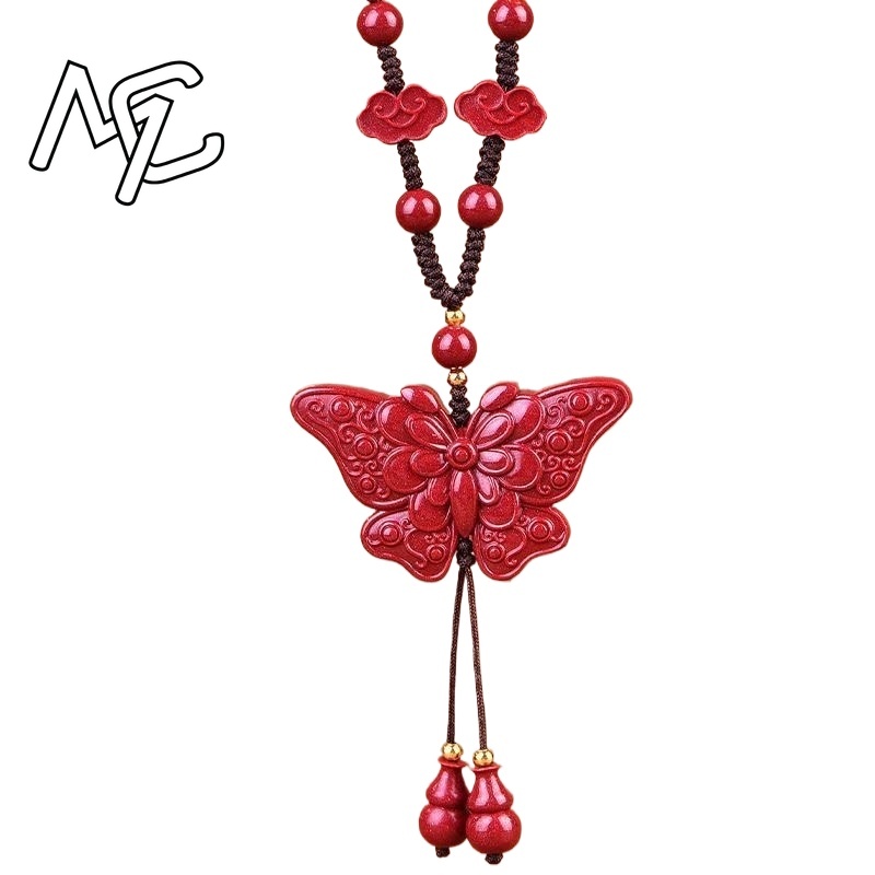 Women'S Fashion Jewellery - Moda Cinabro Rosso Giada Farfalla Collana