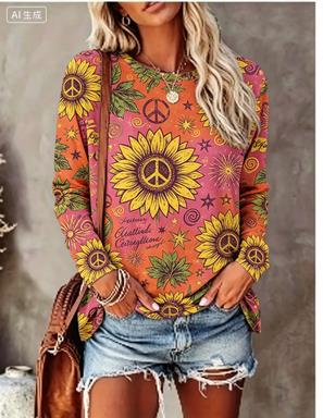Women Fashion Styles - Maglietta a Maniche Lunghe da Donna