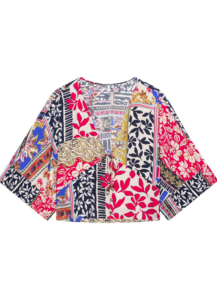 Women'S Fashion Kimono - Zevity Donna Moda V Panno Patchwork