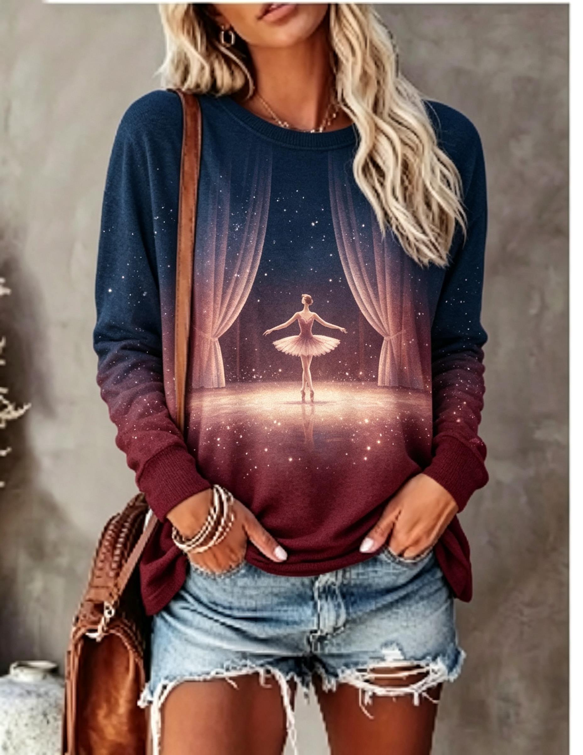 Women Fashion Styles - Maglietta a Maniche Lunghe da Donna