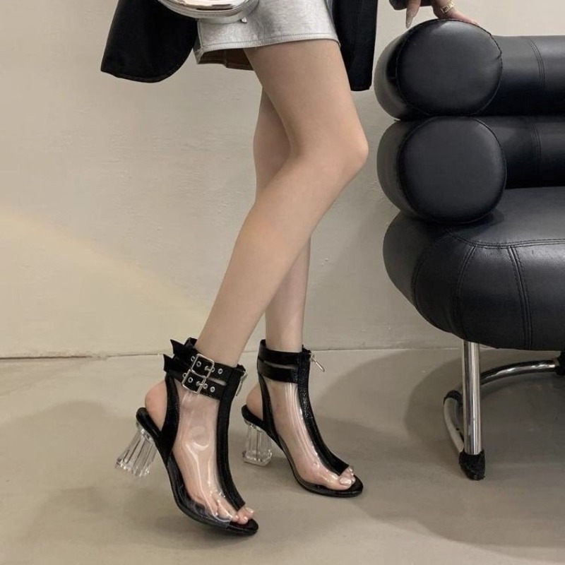 Fashion Women Belt - Sandali con zip con tacco in